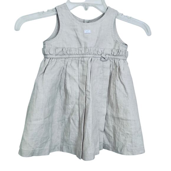 Les Bebes de Floriane Paris Girls Natural Neutral Linen Sleeveless Dress 18M - Picture 1 of 9